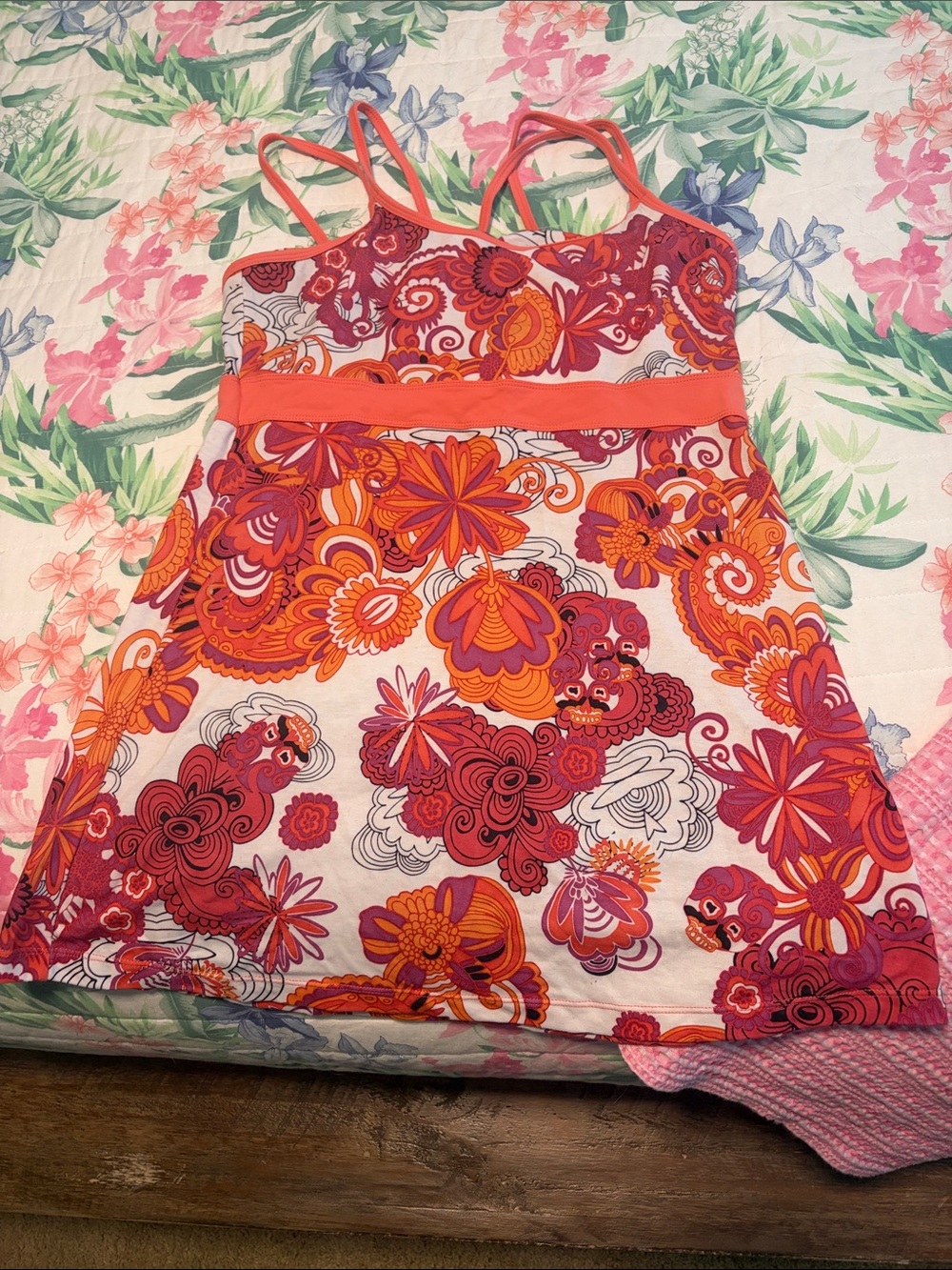 Prana Orange Purple Floral Yoga Top